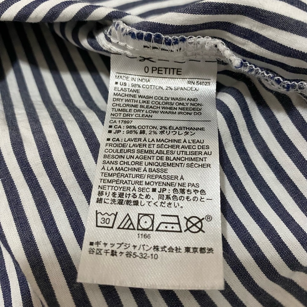 NWOT Banana Republic blue stripe button down 0 petite - Picture 4 of 12
